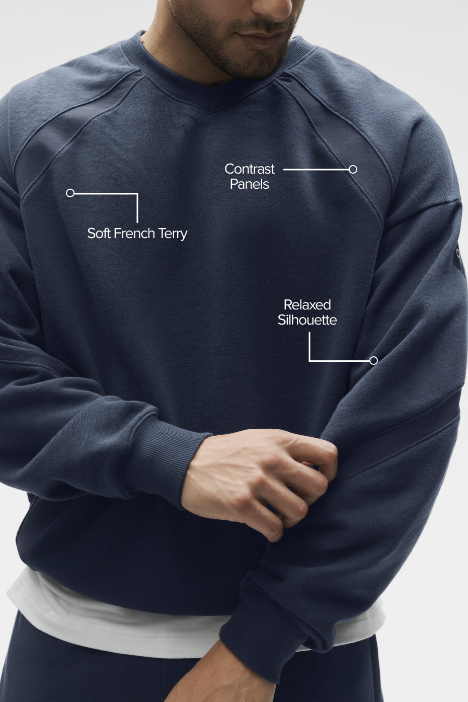 Field Crew Neck Sweatshirt - Navy product image 2, provided for visual reference and product detail review