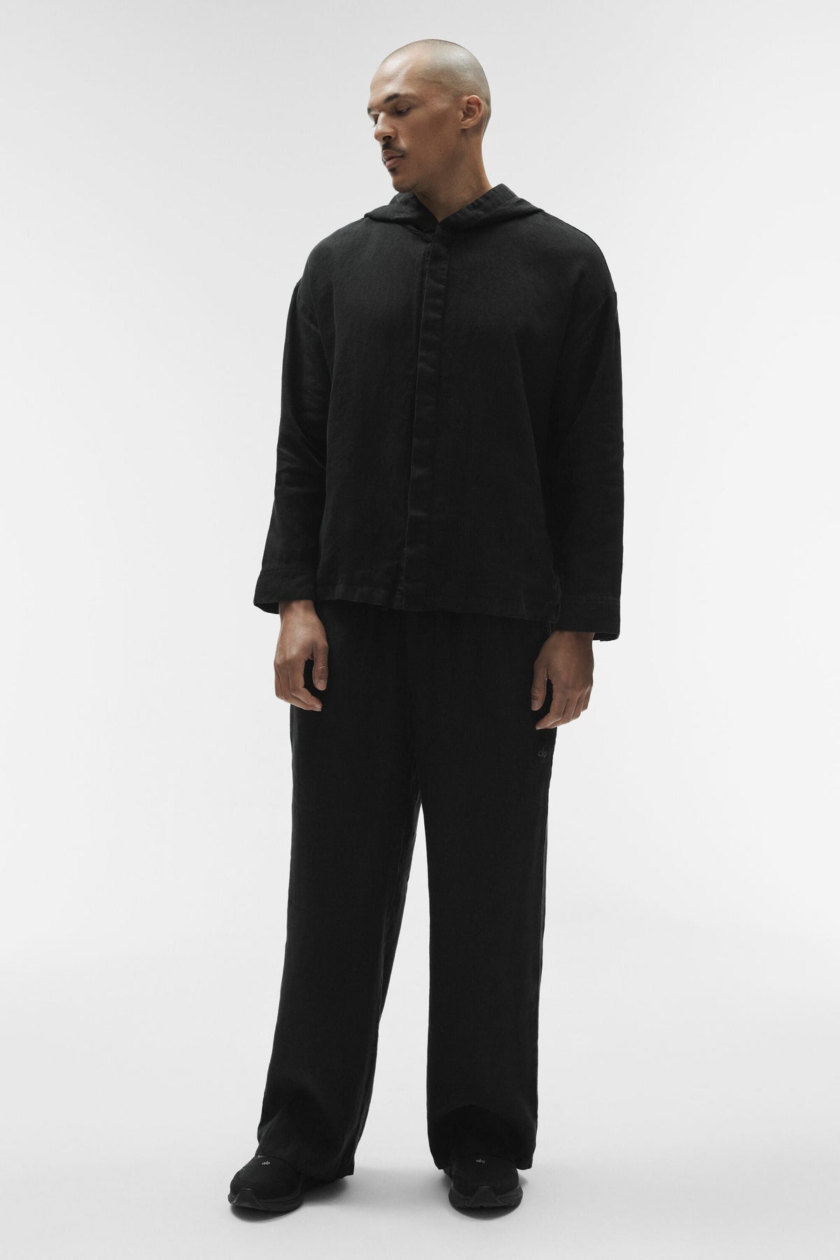 Linen Days Button Up Hoodie - Black product image 6, provided for visual reference and product detail review