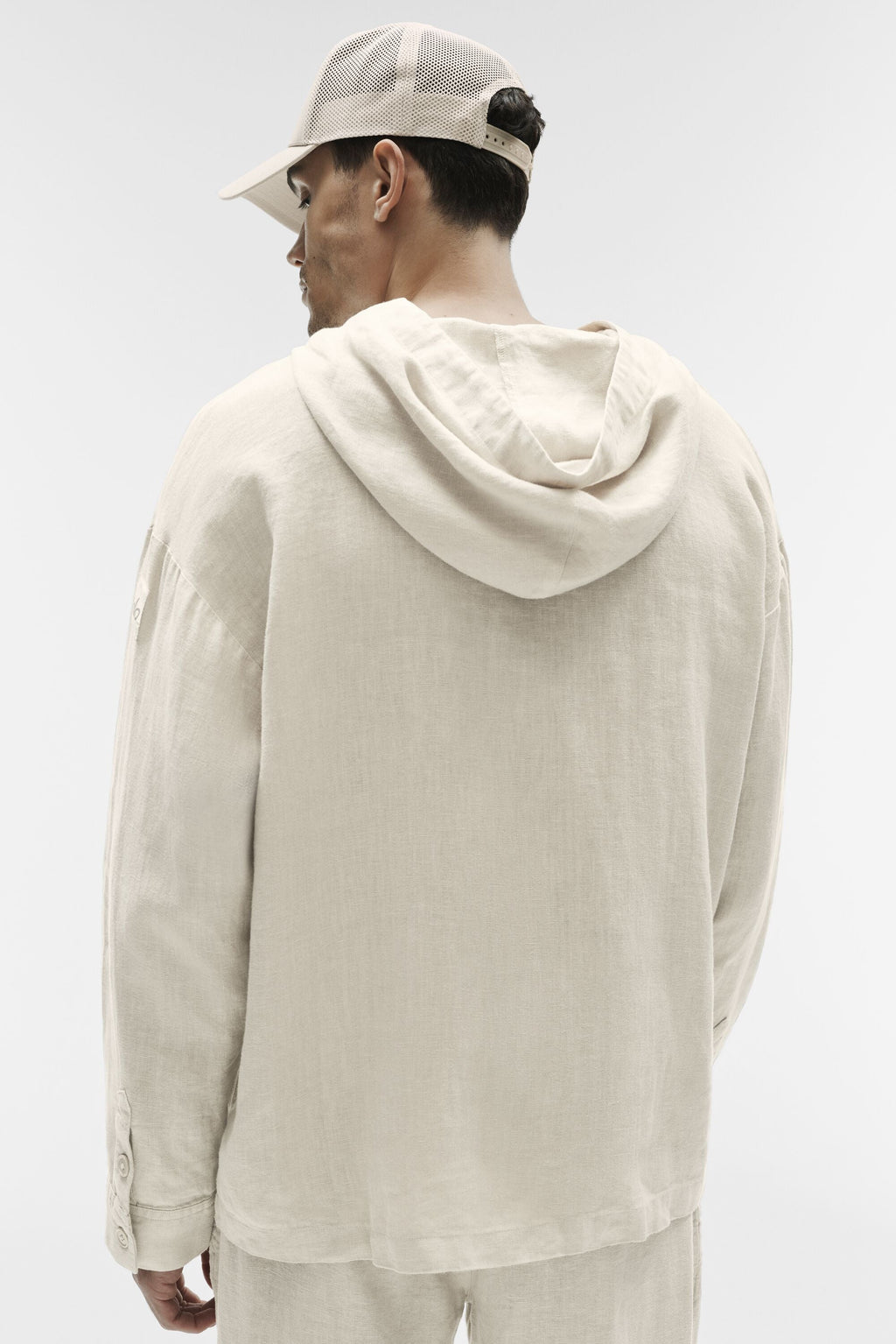 Linen Days Button Up Hoodie - Bone product image 4, provided for visual reference and product detail review