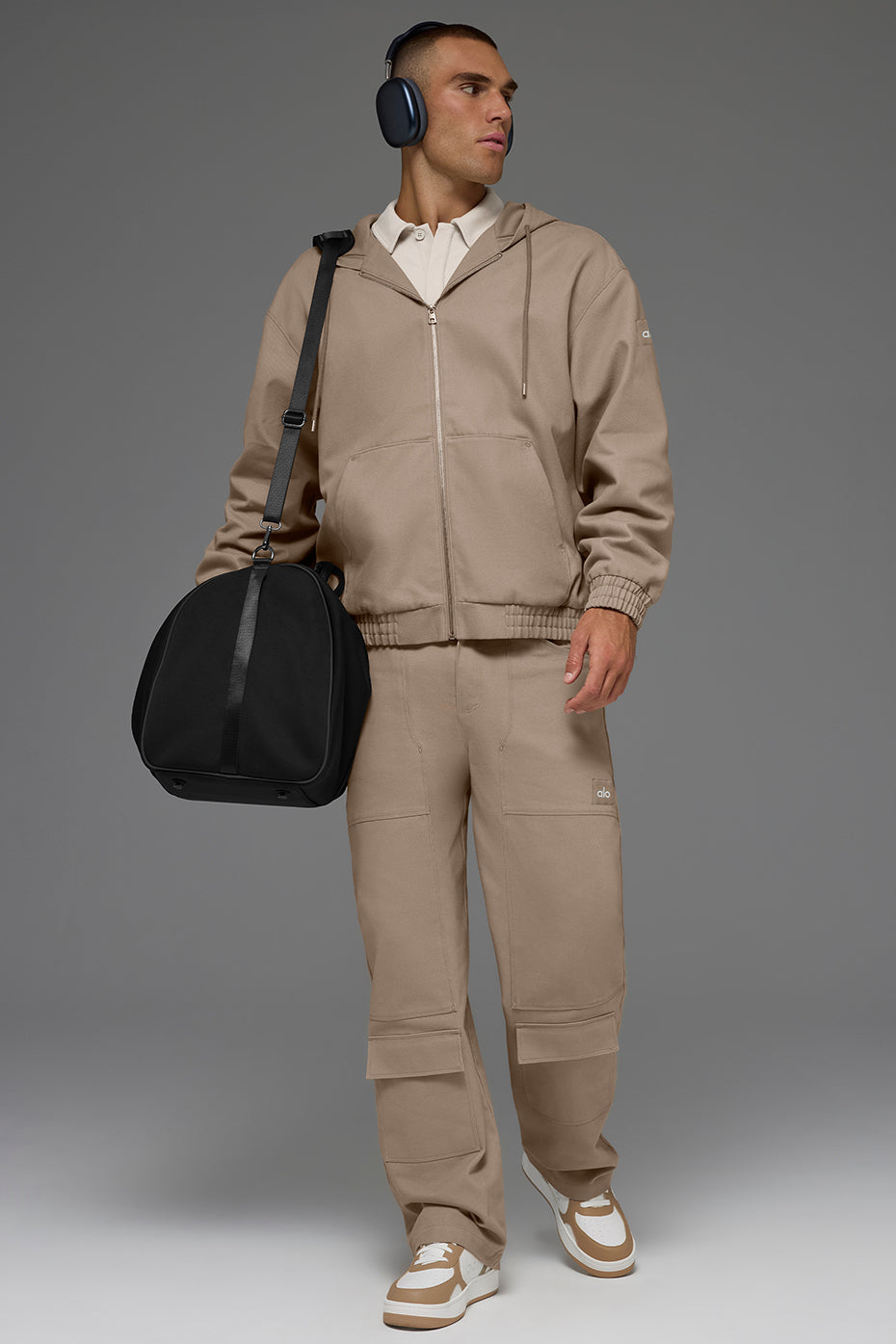 Cotton Canvas Full Zip Hoodie - Gravel product image 5, provided for visual reference and product detail review