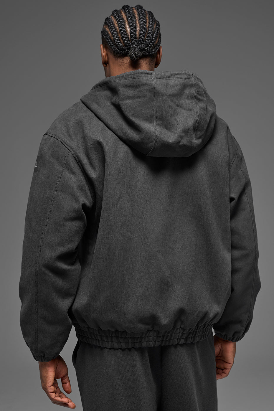 Cotton Canvas Full Zip Hoodie - Anthracite product image 3, provided for visual reference and product detail review