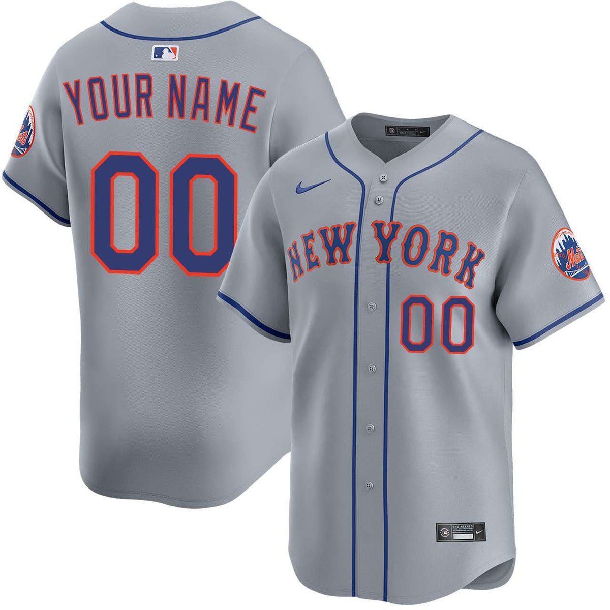 Custom New York Mets Away Jersey - Gray product image 1