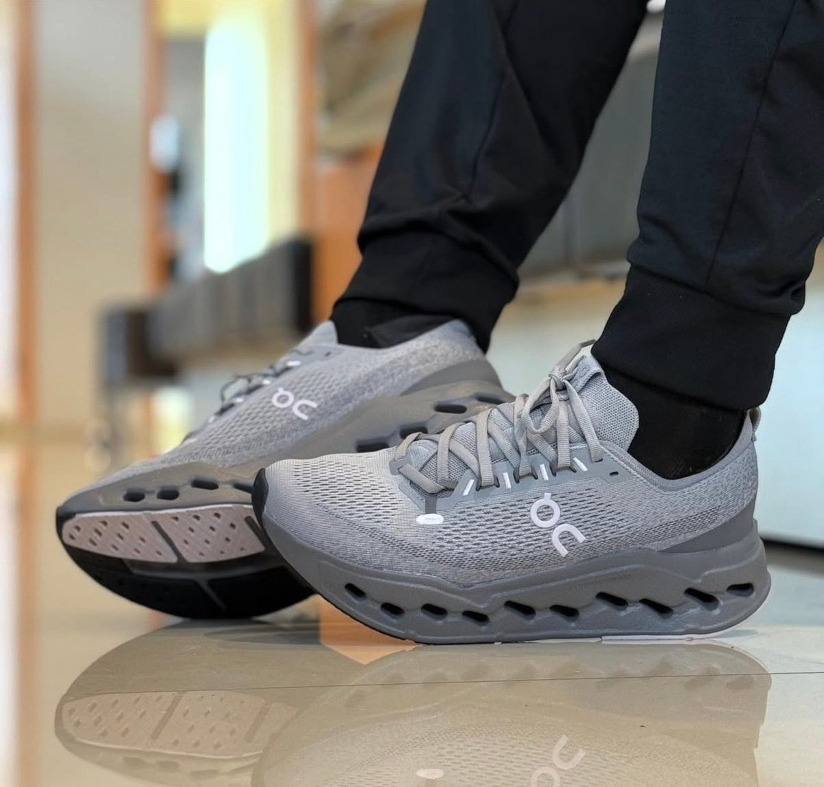 On Cloudsurfer Max Alloy Asphalt Running Shoes product image 3, provided for visual reference and product detail review
