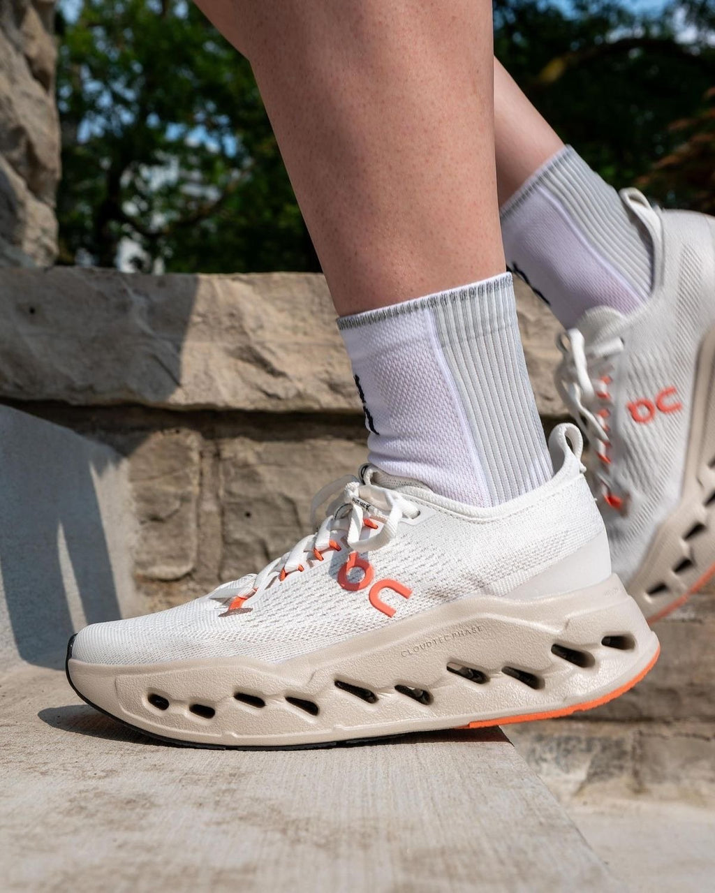On Cloudsurfer Max Ivory Salmon Running Shoes product image 2, provided for visual reference and product detail review