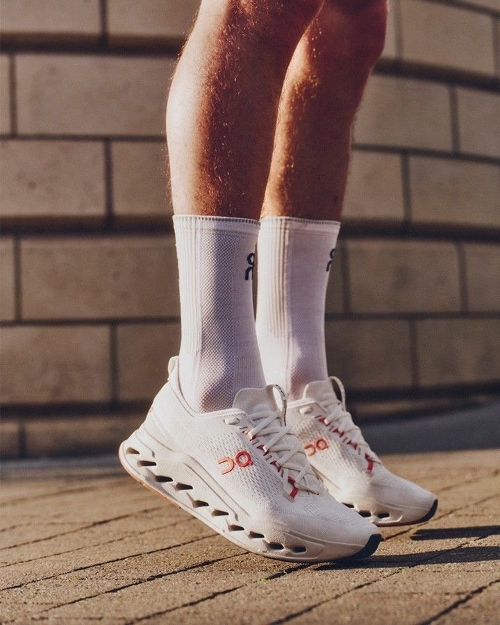 On Cloudsurfer Max Ivory Salmon Running Shoes product image 3, provided for visual reference and product detail review