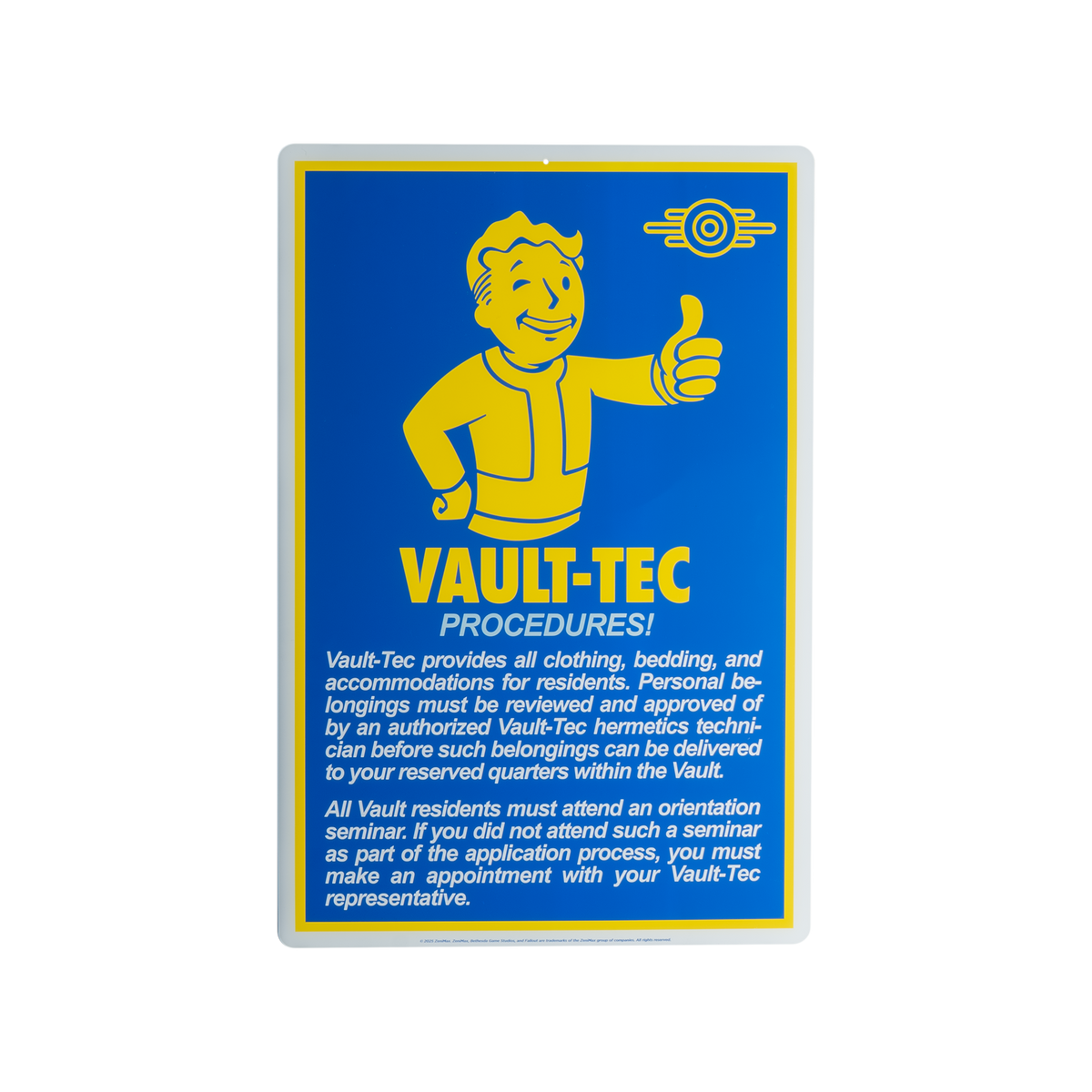 Fallout - Procedures Metal Sign product image 2, provided for visual reference and product detail review