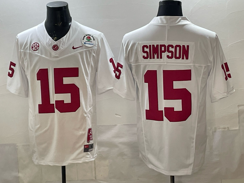 Ty Simpson Alabama Crimson Tide Rosebowl Jersey - White product image 2