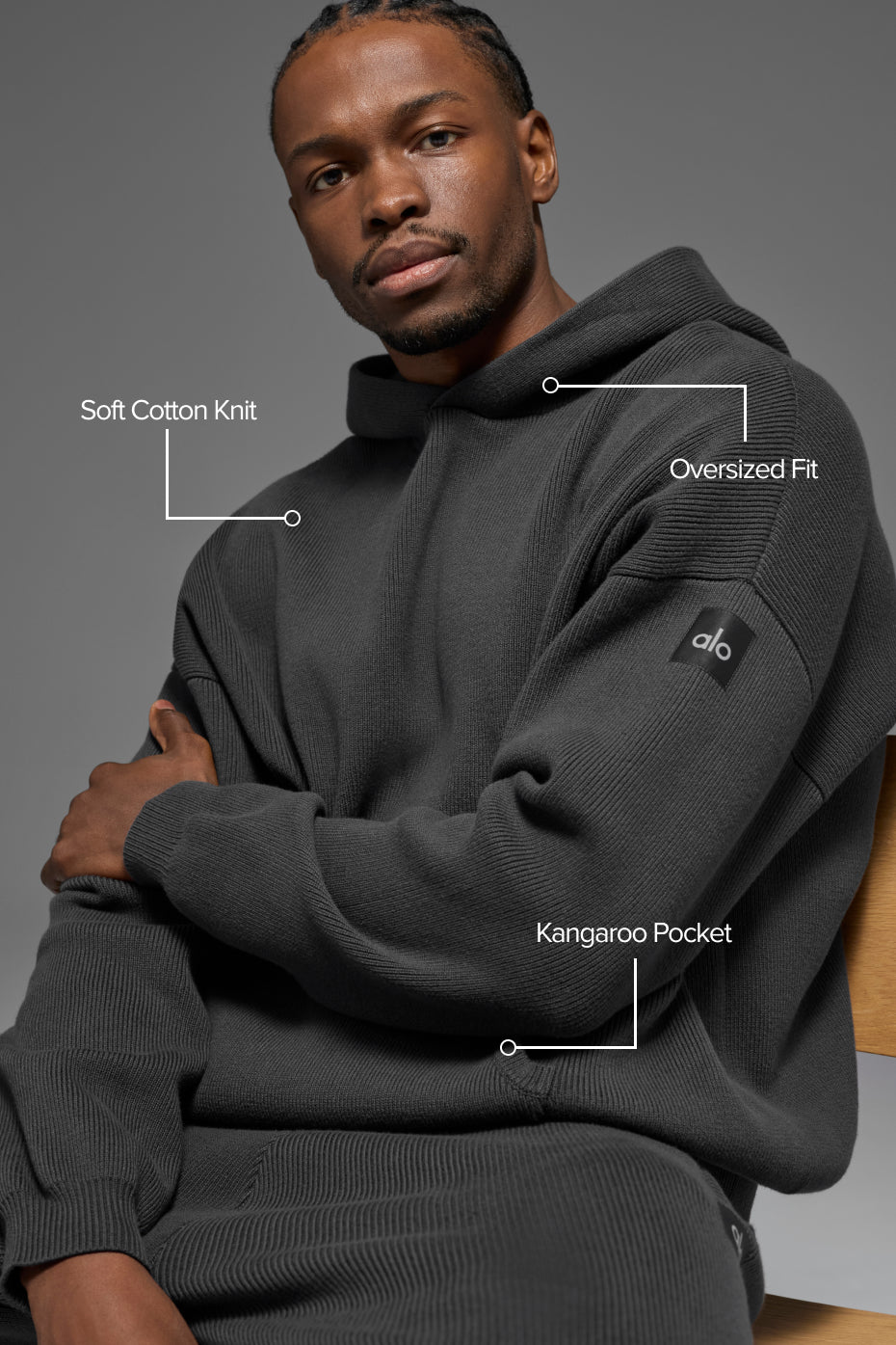 Scholar Hooded Sweater - Anthracite product image 2, provided for visual reference and product detail review