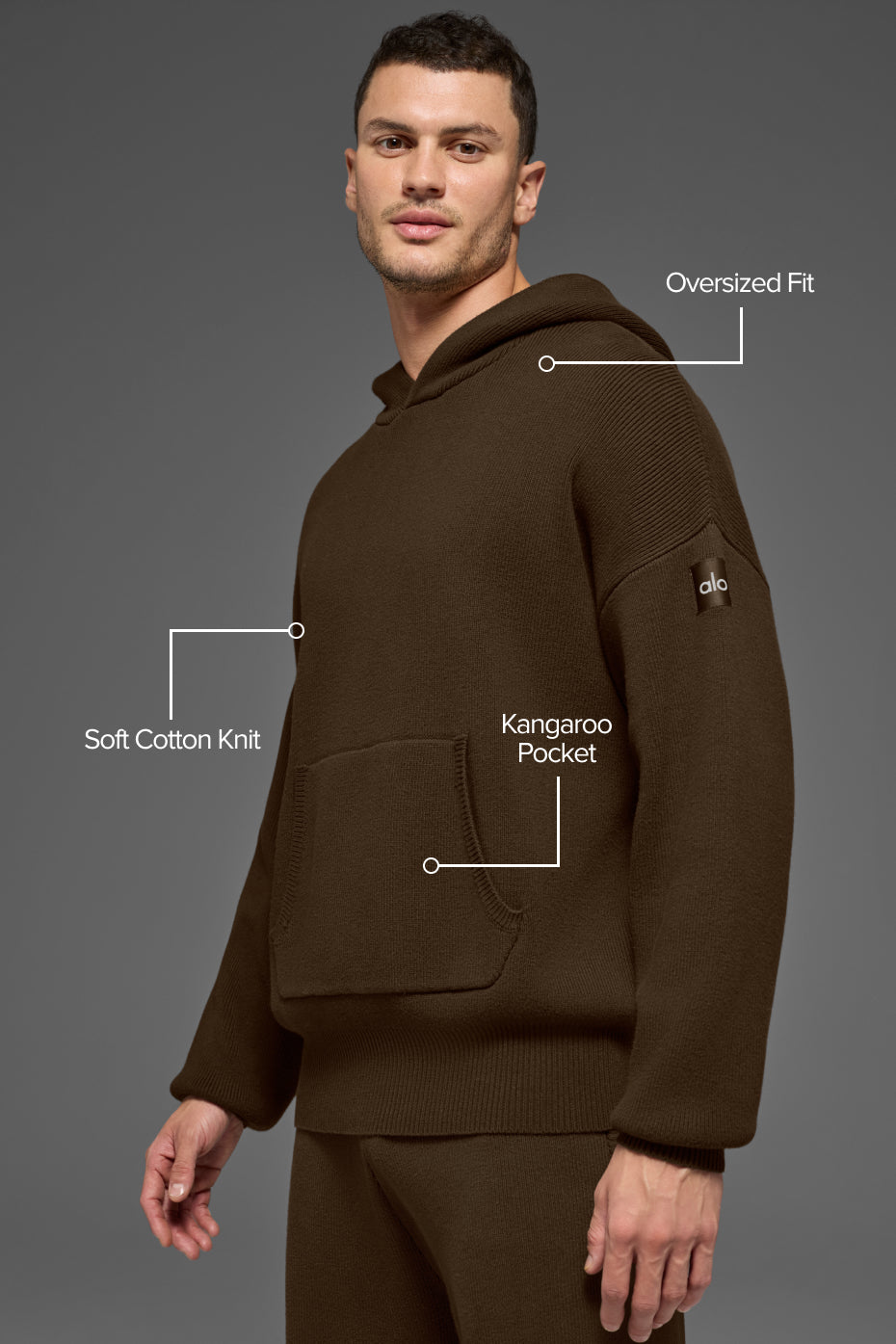 Scholar Hooded Sweater - Espresso product image 2, provided for visual reference and product detail review