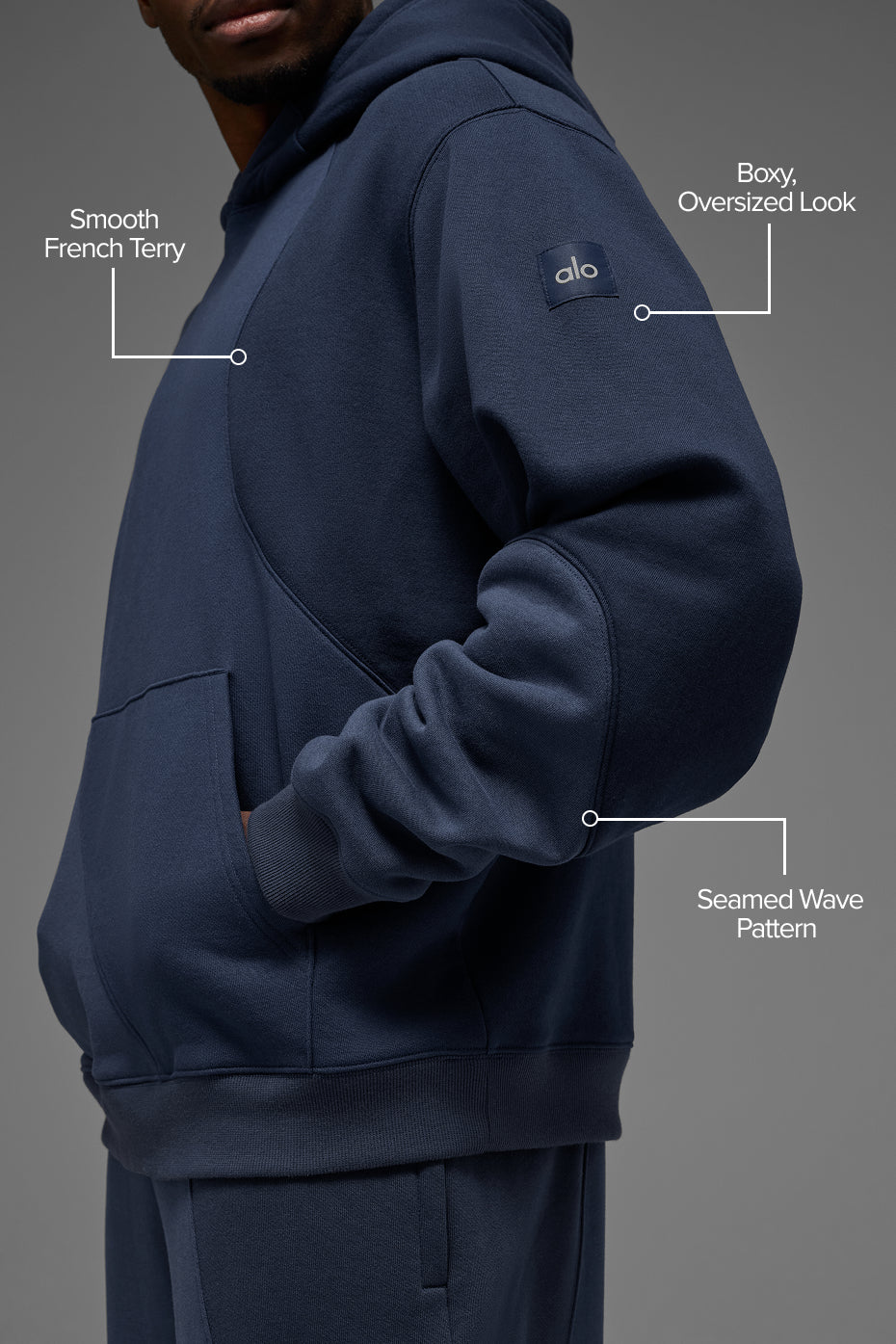 Make Waves Hoodie - Navy Tonal product image 2, provided for visual reference and product detail review