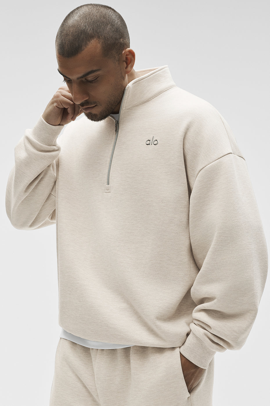 Accolade 1/4 Zip Pullover - Oatmeal Heather product image 1, provided for visual reference and product detail review
