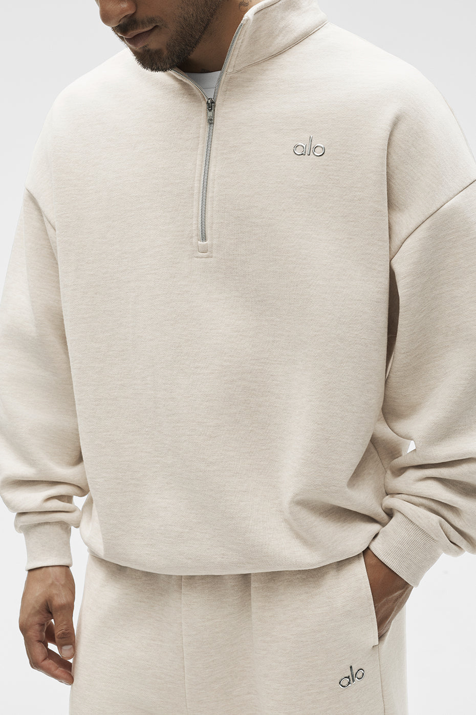 Accolade 1/4 Zip Pullover - Oatmeal Heather product image 4, provided for visual reference and product detail review