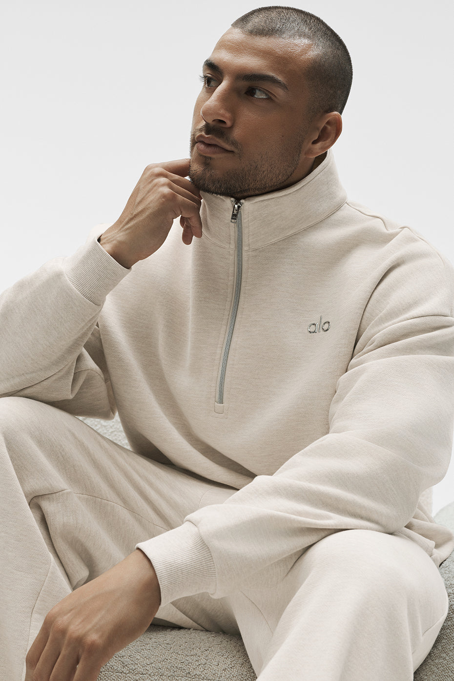 Accolade 1/4 Zip Pullover - Oatmeal Heather product image 3, provided for visual reference and product detail review