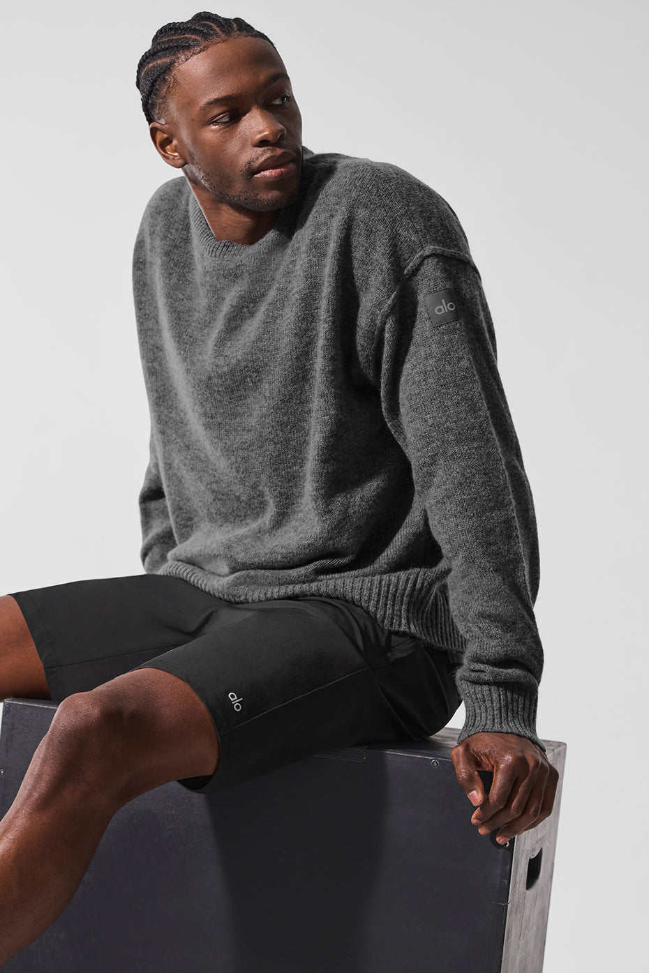 Unisex Wool Cashmere New Class Crewneck Sweater - Platinum Grey product image 5, provided for visual reference and product