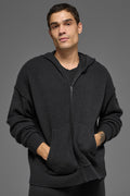 Wool Cashmere New Class Full Zip Hoodie - Black product image 1, provided for visual reference and product detail review