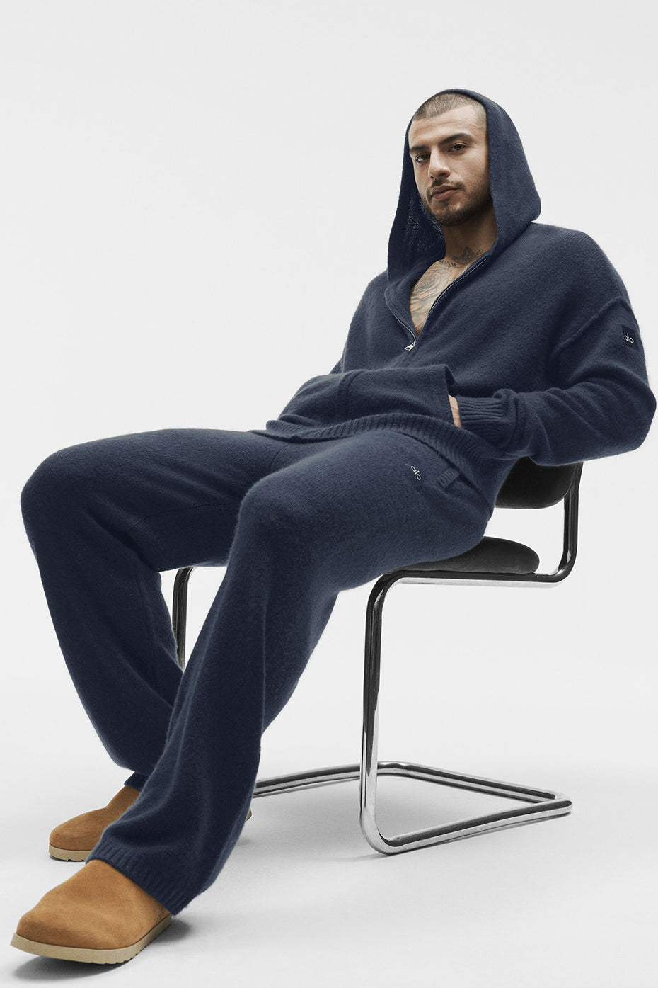 Wool Cashmere New Class Full Zip Hoodie - Navy product image 4, provided for visual reference and product detail review