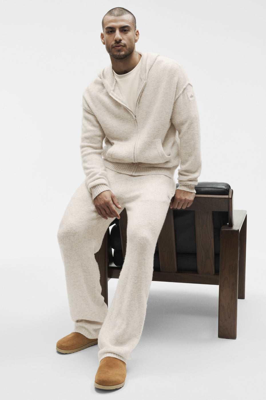 Wool Cashmere New Class Full Zip Hoodie - Oatmeal Heather product image 6, provided for visual reference and product detail