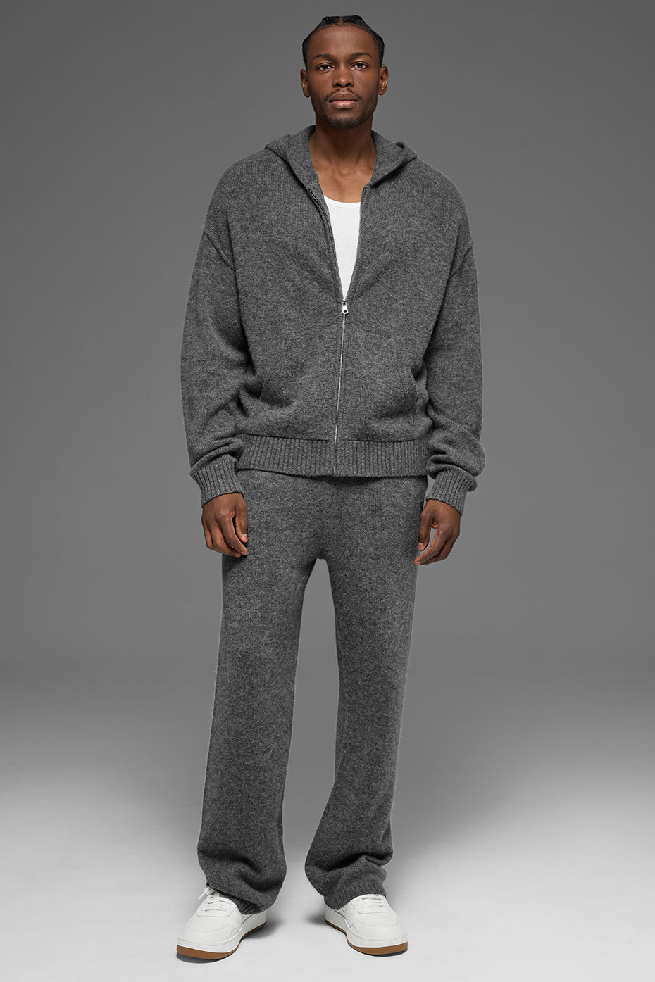 Wool Cashmere New Class Full Zip Hoodie - Platinum Grey product image 4, provided for visual reference and product detail