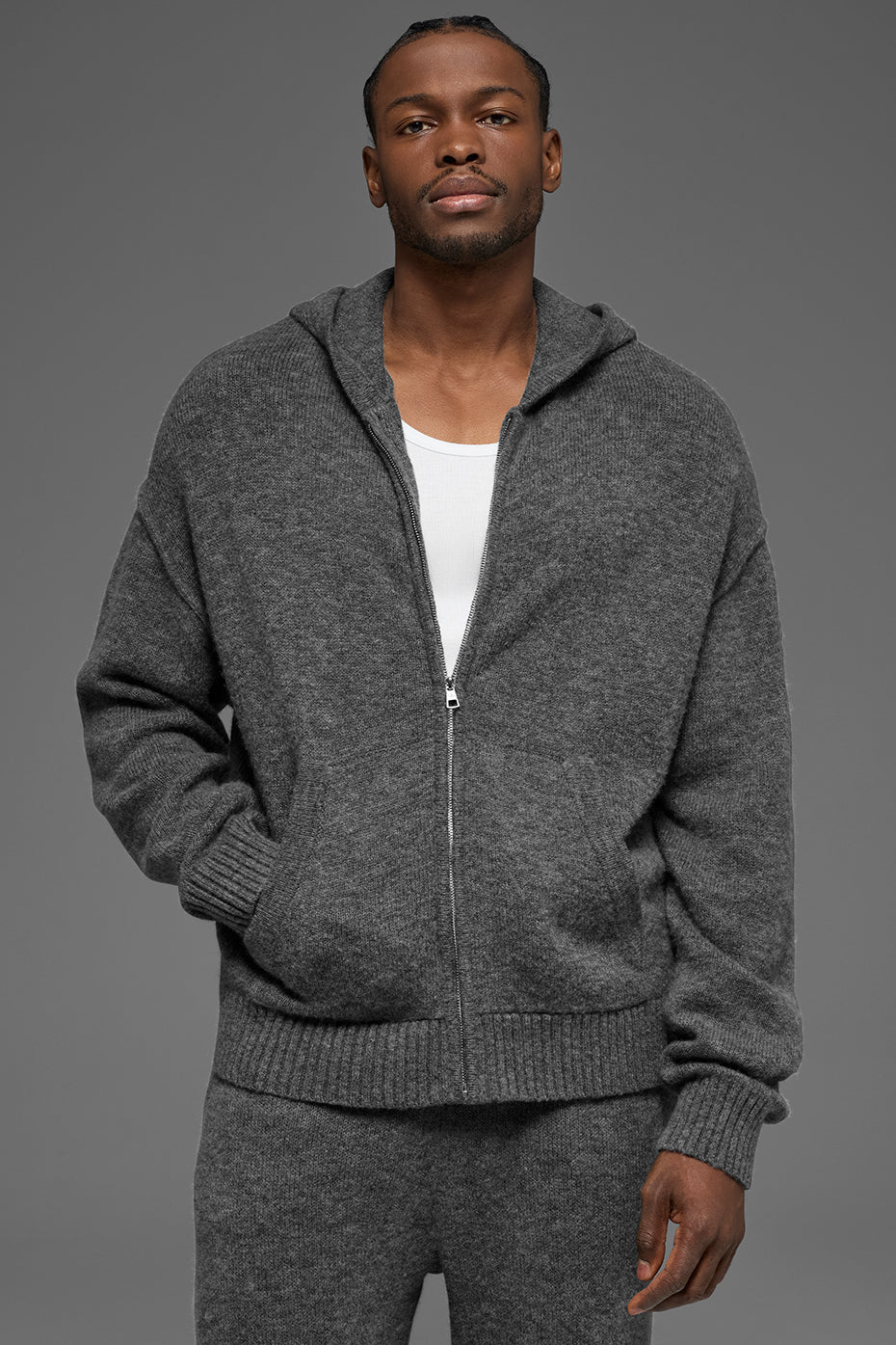Wool Cashmere New Class Full Zip Hoodie - Platinum Grey product image 1, provided for visual reference and product detail