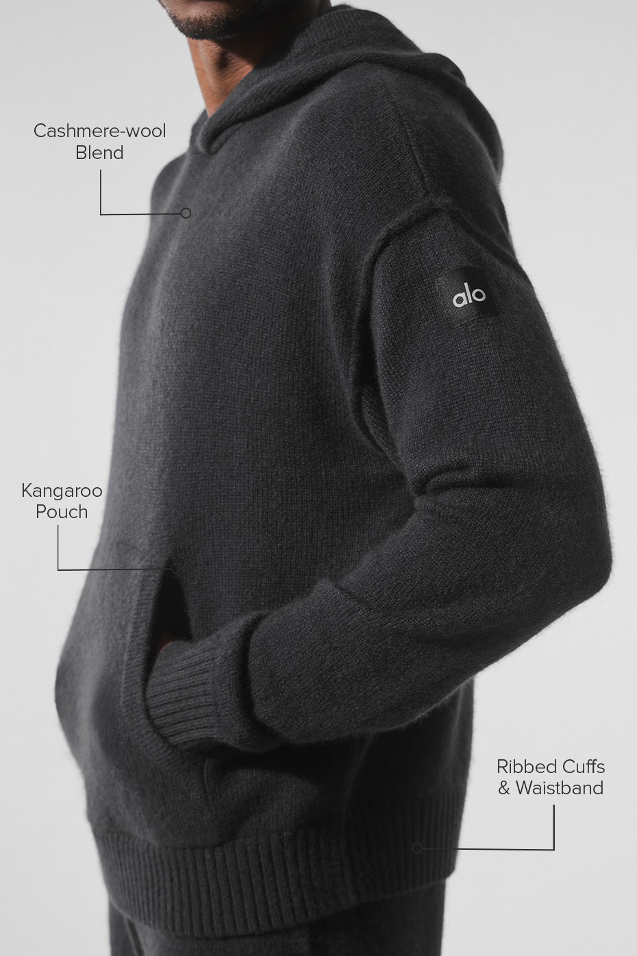 Wool Cashmere New Class Hoodie - Black product image 2, provided for visual reference and product detail review