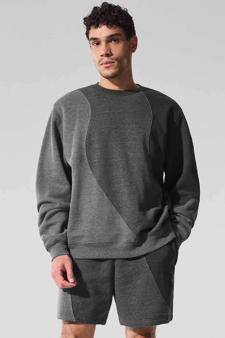 Make Waves Crew Neck Pullover - Dark Heather Grey Tonal product image 1, provided for visual reference and product detail