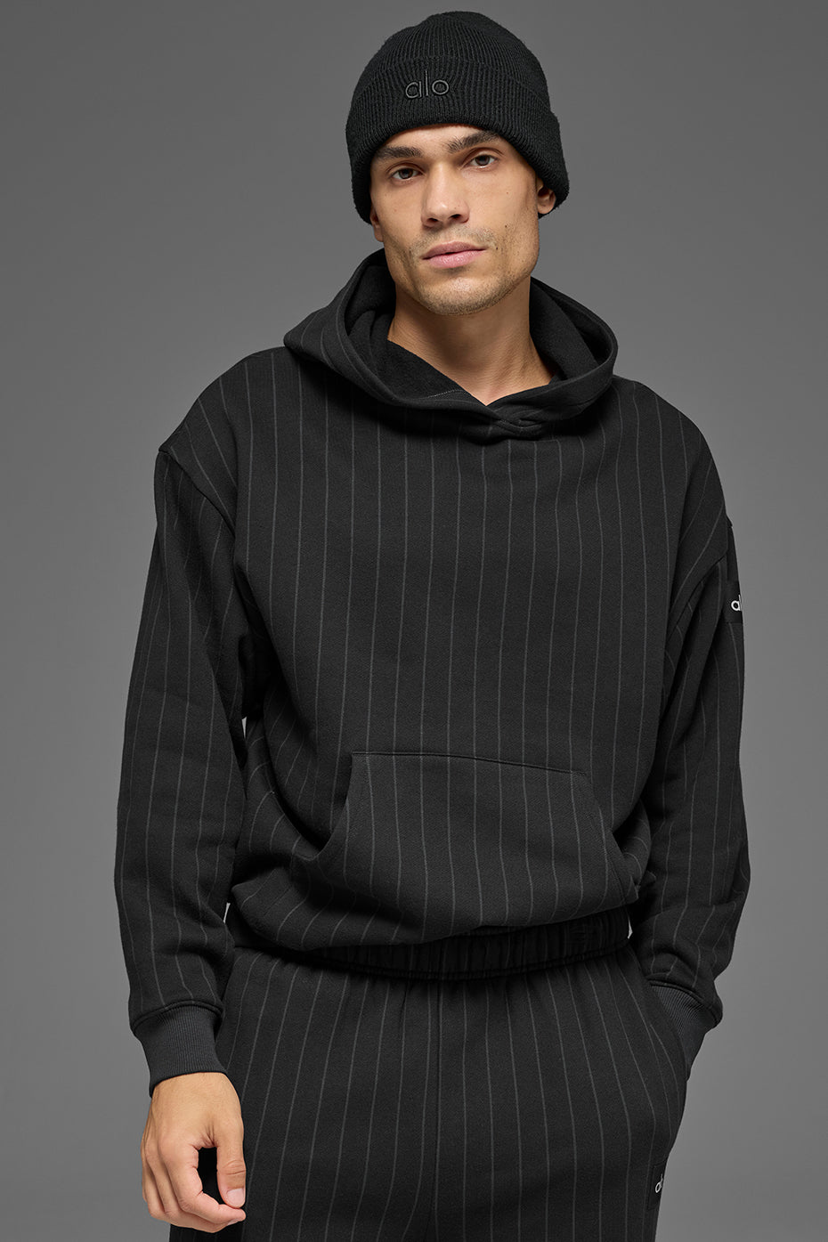 Pinstripe Hoodie - Black Pinstripe product image 1, provided for visual reference and product detail review