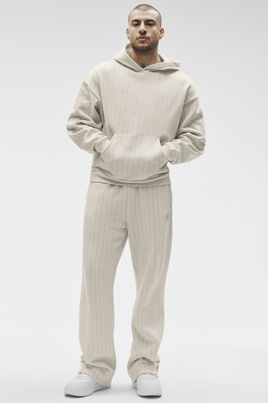 Pinstripe Hoodie - Bone Pinstripe product image 5, provided for visual reference and product detail review
