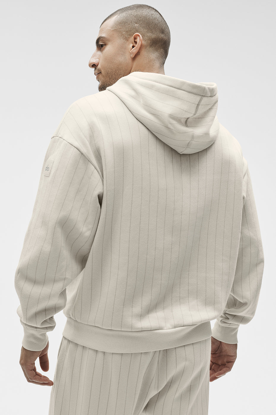 Pinstripe Hoodie - Bone Pinstripe product image 4, provided for visual reference and product detail review