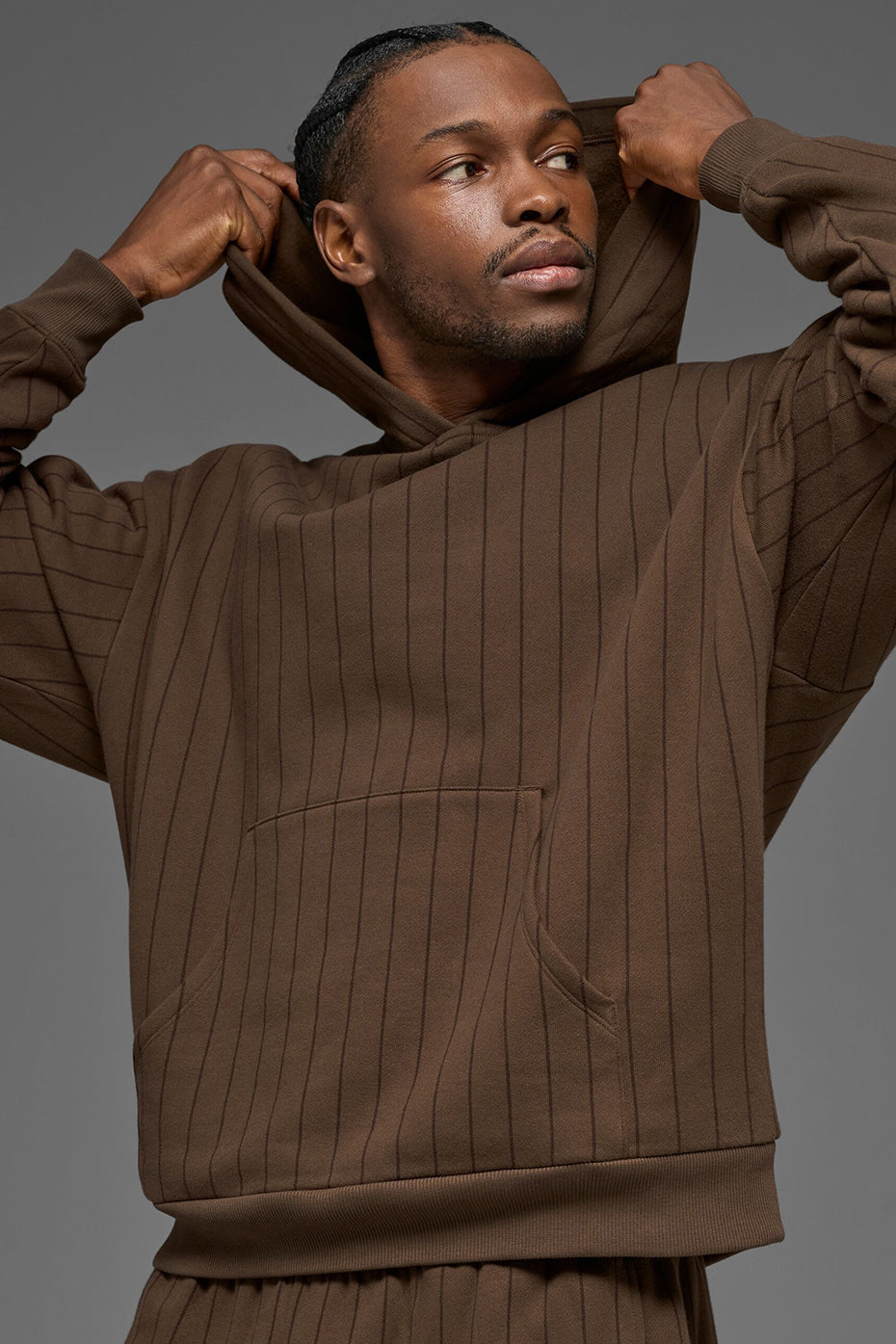 Pinstripe Hoodie - Espresso Pinstripe product image 1, provided for visual reference and product detail review