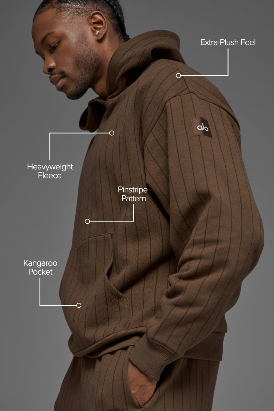 Pinstripe Hoodie - Espresso Pinstripe product image 2, provided for visual reference and product detail review