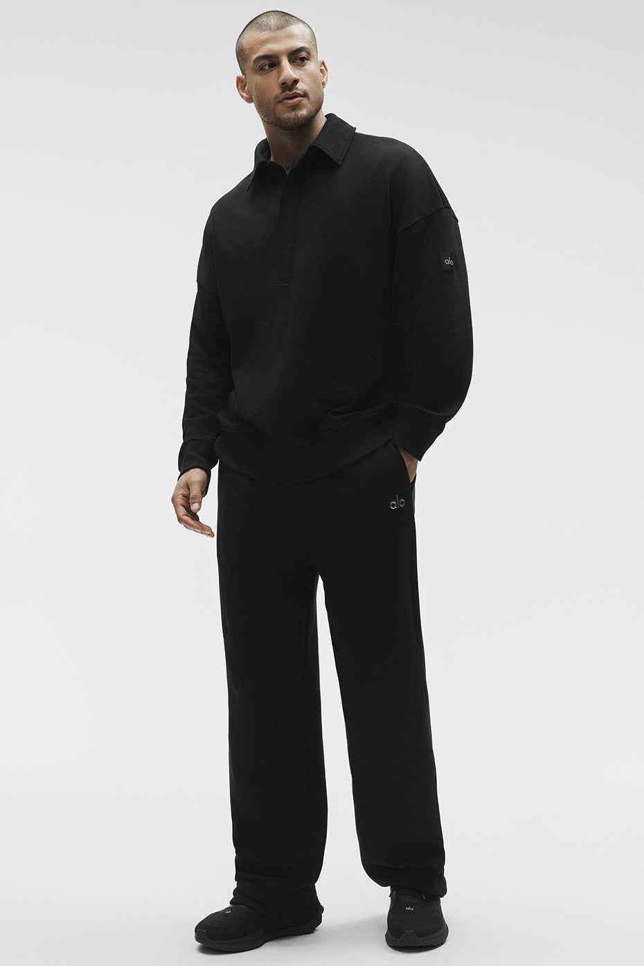 Take It Easy Long Sleeve Henley Pullover - Black product image 5, provided for visual reference and product detail review