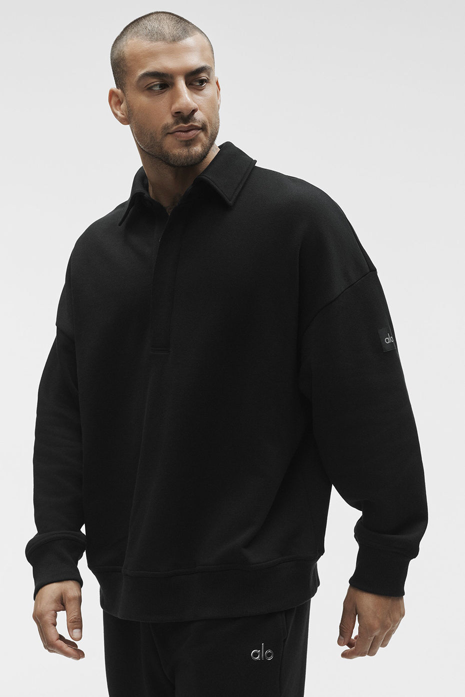 Take It Easy Long Sleeve Henley Pullover - Black product image 1, provided for visual reference and product detail review