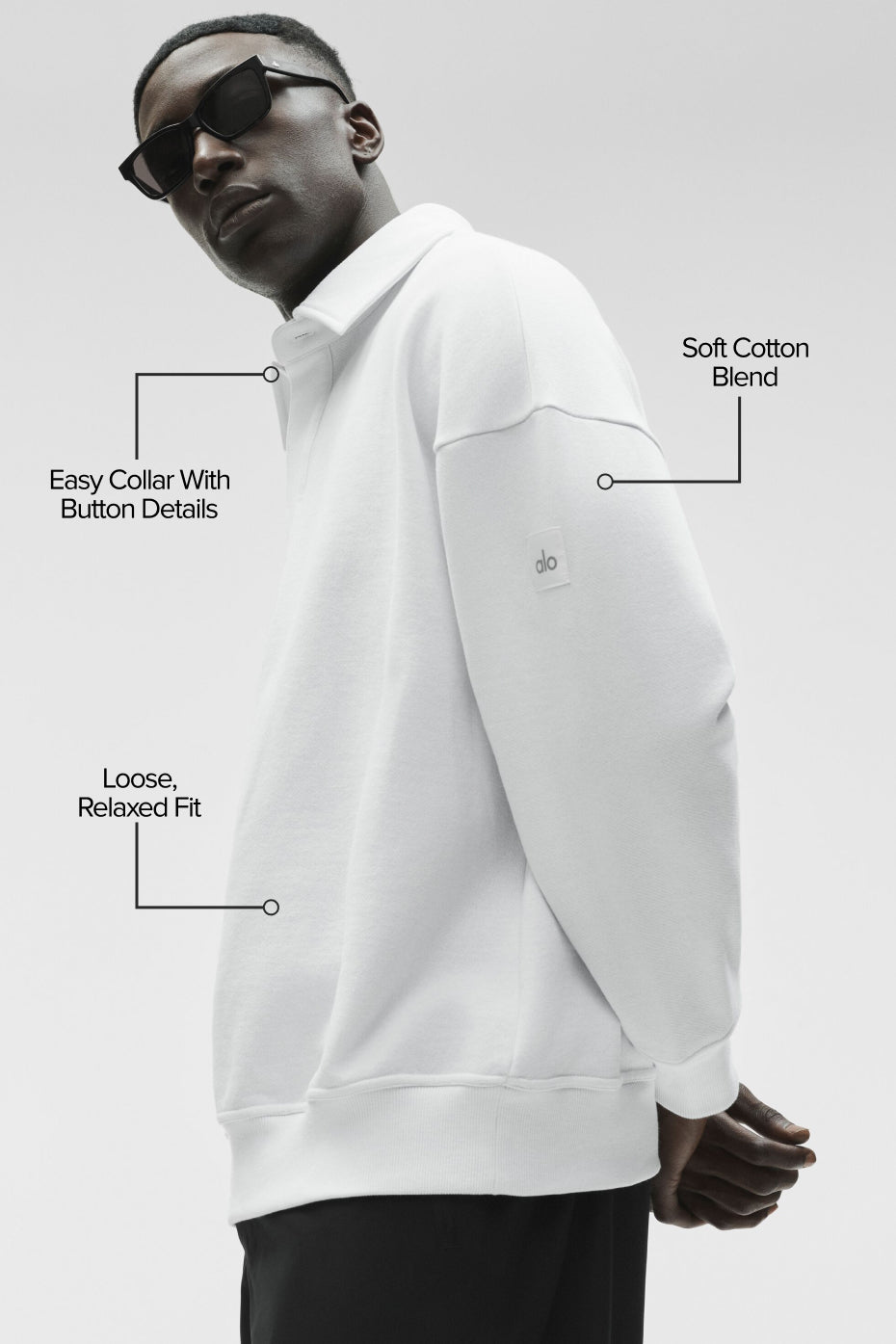 Take It Easy Long Sleeve Henley Pullover - White product image 2, provided for visual reference and product detail review