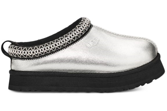 UGG Tazz Leather Slipper - Silver Metallic (Kids) product image 1, provided for visual reference and product detail review