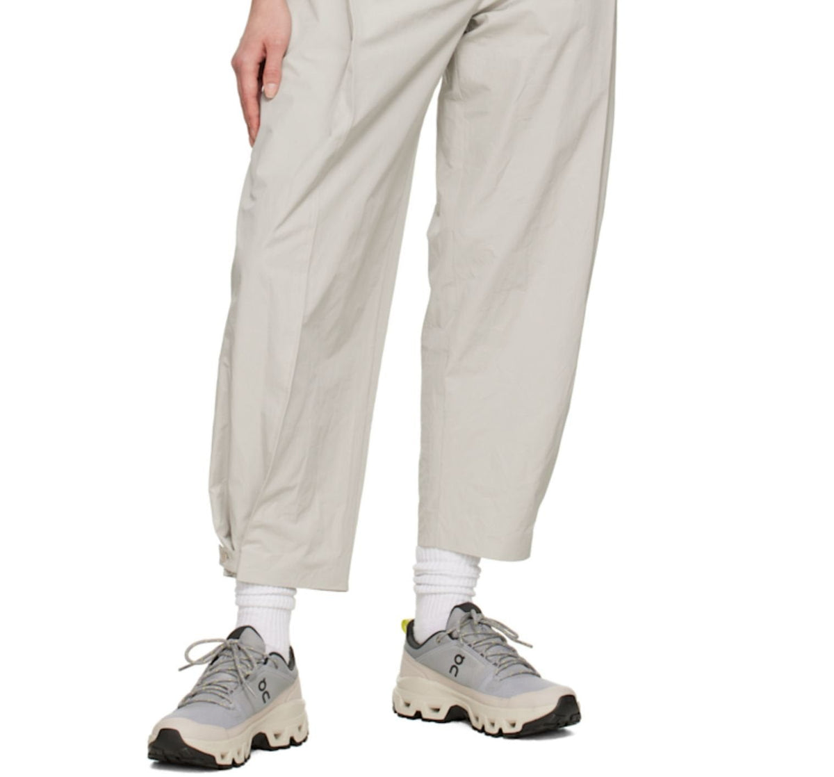 On Cloudrock Low Waterproof Gray Beige Hiking Shoes product image 4, provided for visual reference and product detail review
