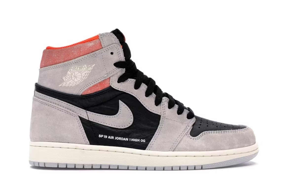 Air Jordan 1 Retro High Neutral Grey Hyper Crimson product image 1, provided for visual reference and product detail review