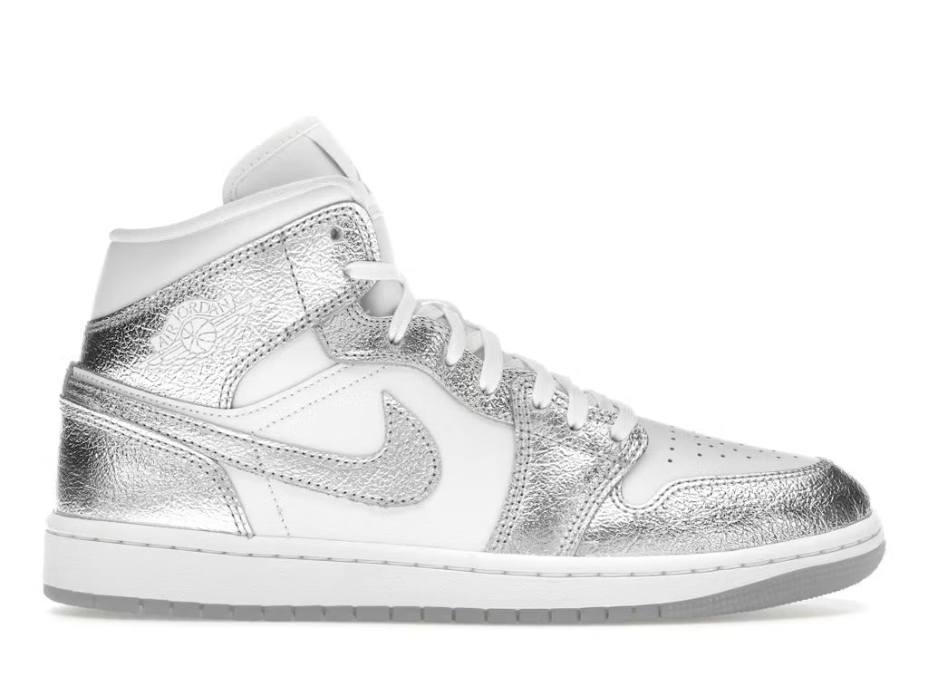 Air Jordan 1 Mid SE Metallic Silver (Women) product image 1, provided for visual reference and product detail review
