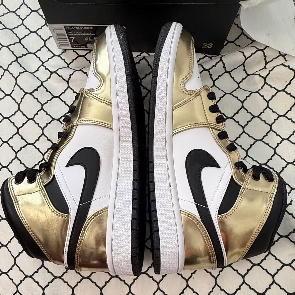 Air Jordan 1 Mid Metallic Gold Black White product image 6, provided for visual reference and product detail review