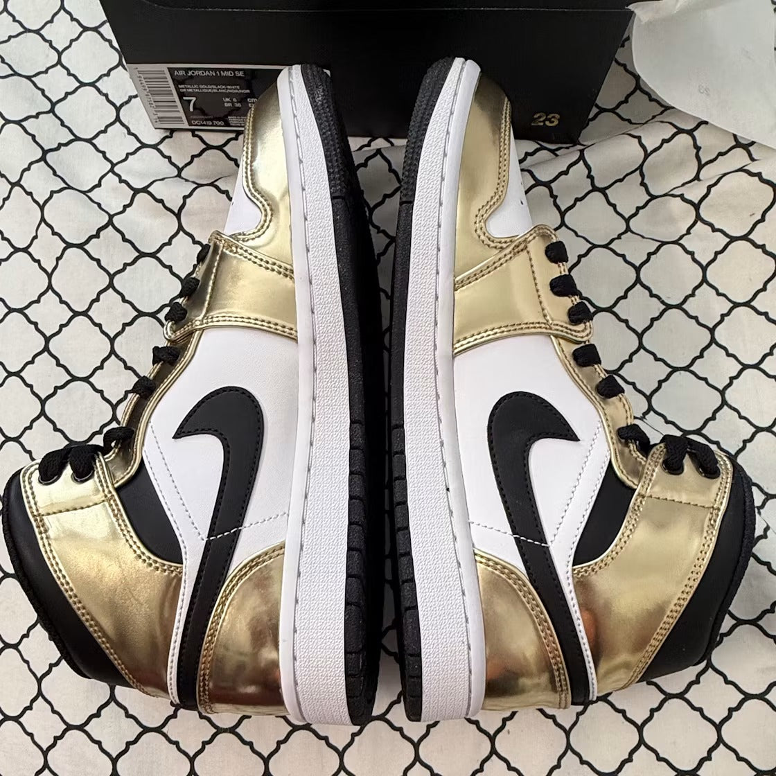 Air Jordan 1 Mid Metallic Gold Black White product image 6, provided for visual reference and product detail review
