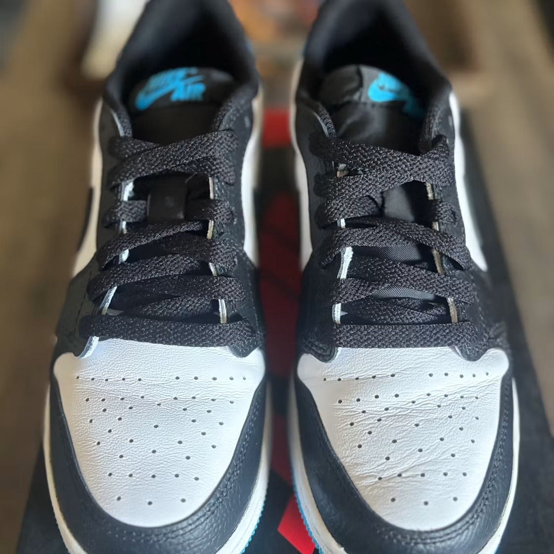 Air Jordan 1 Retro Low OG Black Dark Powder Blue (GS) product image 3, provided for visual reference and product detail