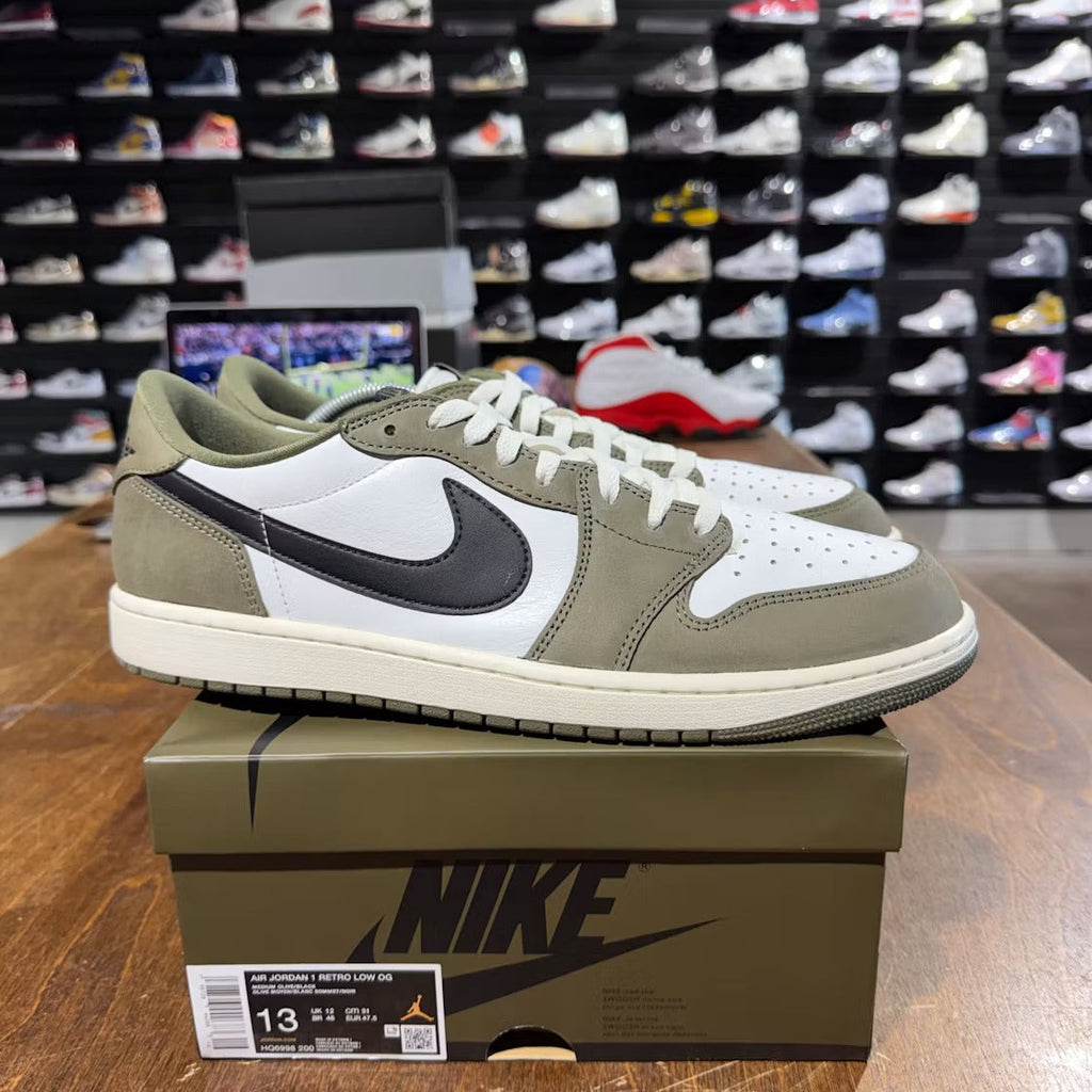 Air Jordan 1 Retro Low OG Medium Olive product image 2, provided for visual reference and product detail review