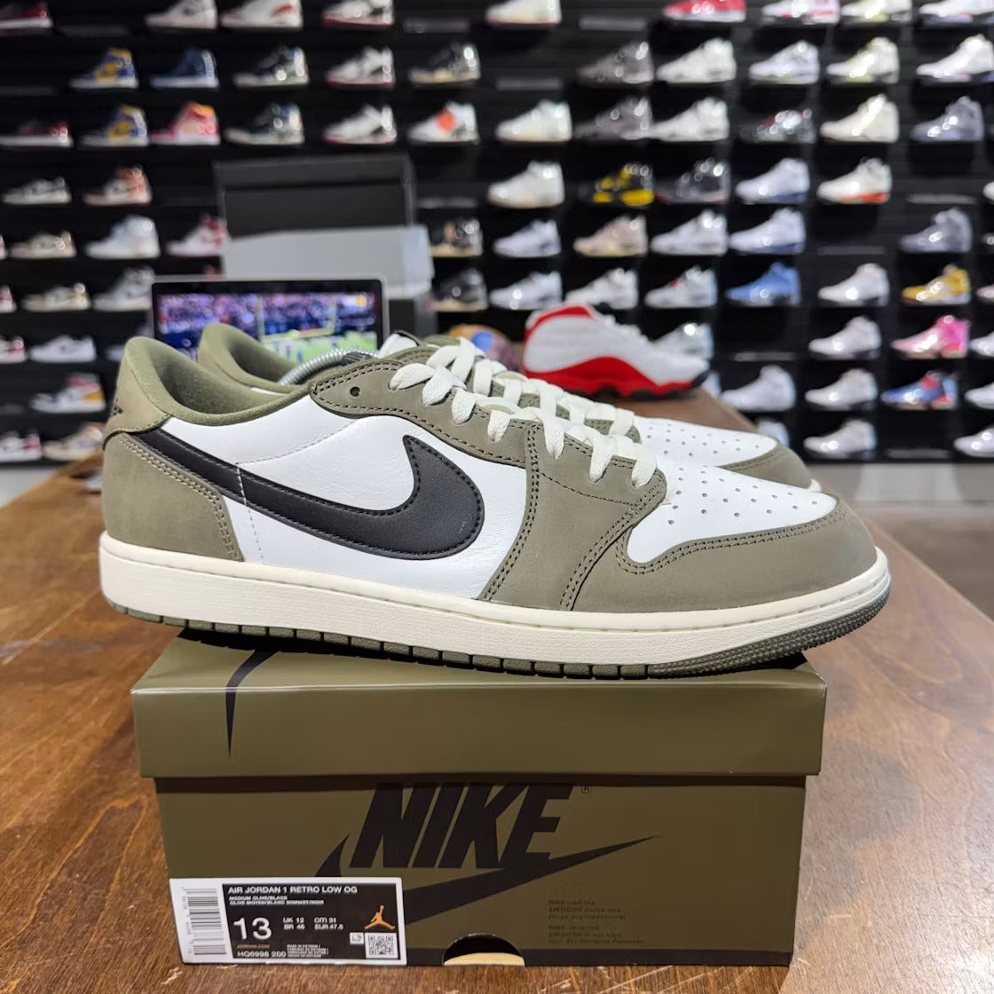 Air Jordan 1 Retro Low OG Medium Olive product image 2, provided for visual reference and product detail review
