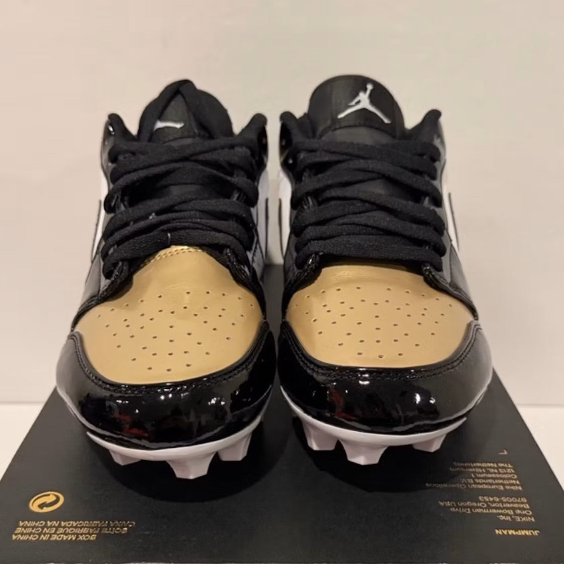 Air Jordan 1 Low TD Cleat Patent Gold Toe product image 5, provided for visual reference and product detail review