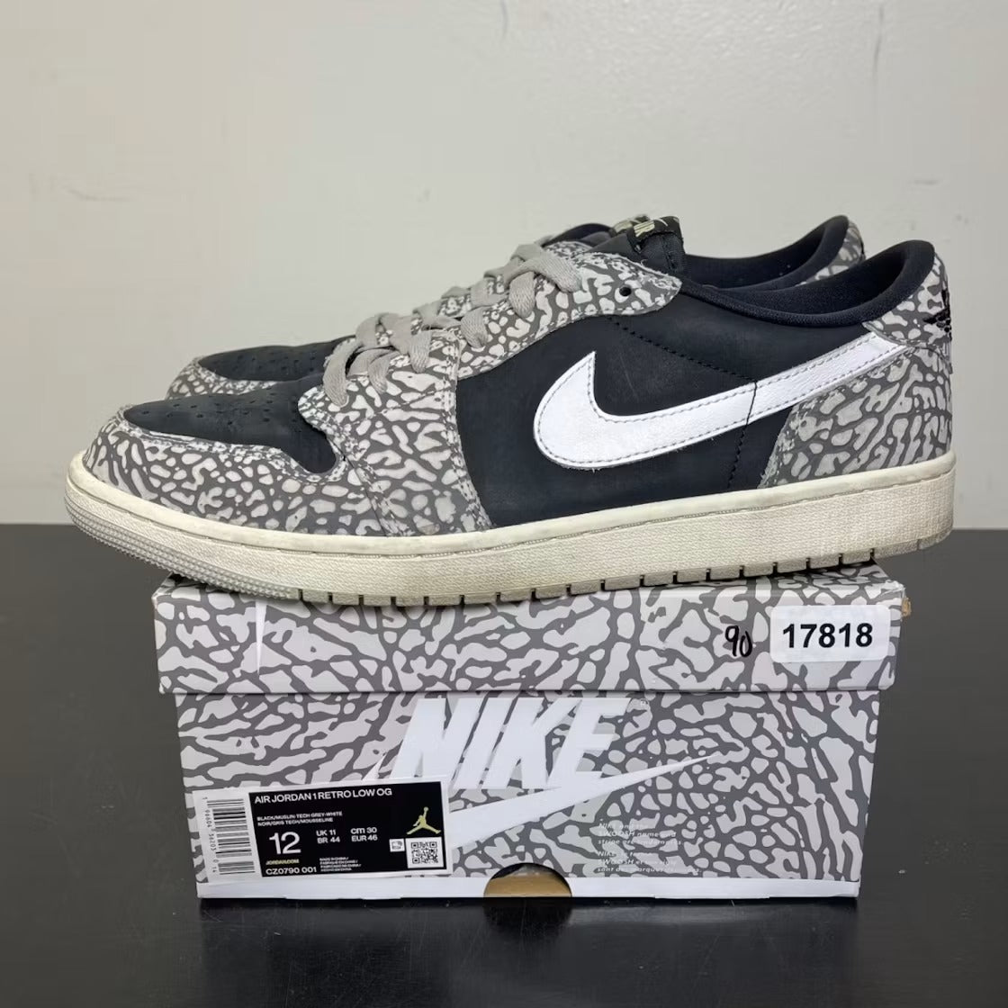 Air Jordan 1 Retro Low OG Black Cement product image 4, provided for visual reference and product detail review