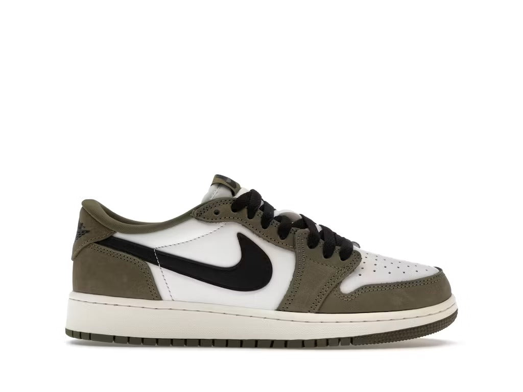 Air Jordan 1 Retro Low OG Medium Olive (GS) product image 1, provided for visual reference and product detail review