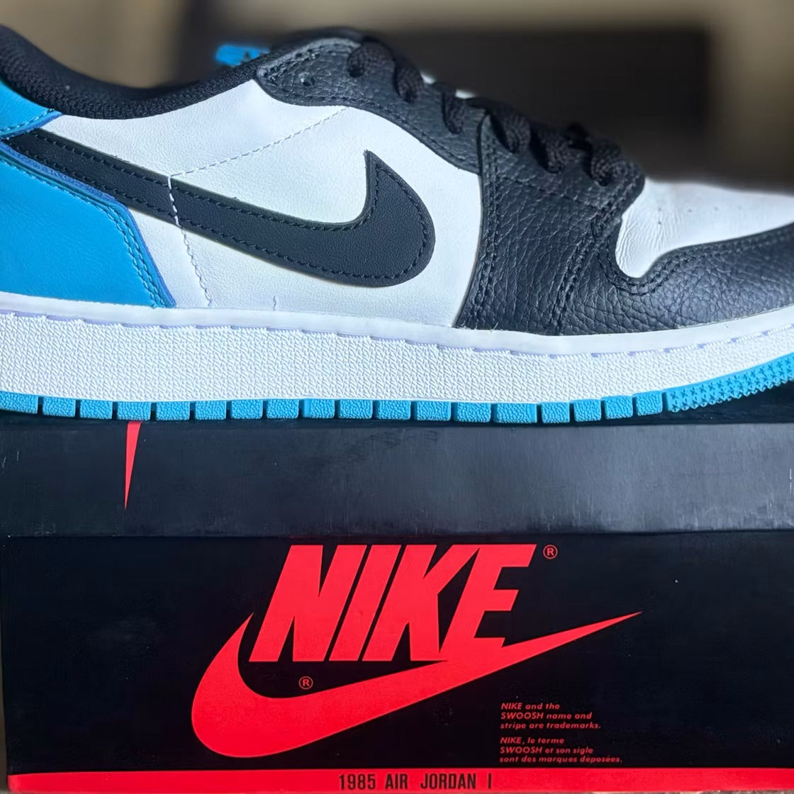 Air Jordan 1 Retro Low OG Black Dark Powder Blue (GS) product image 2, provided for visual reference and product detail