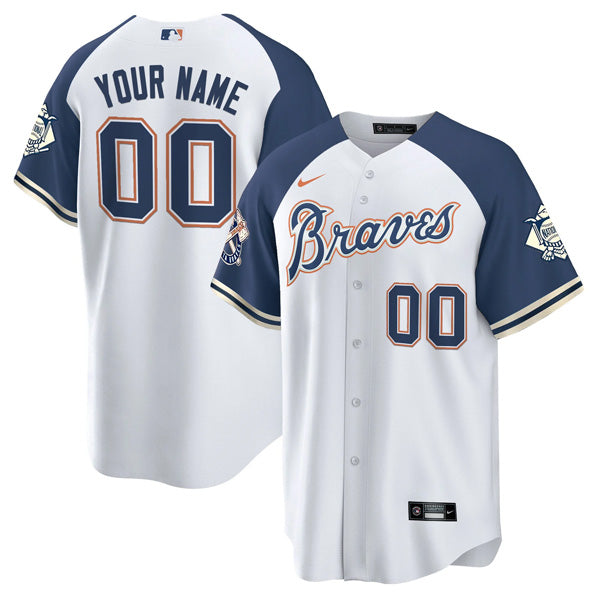 Custom Atlanta Braves Peaches n Cream Alternate Jersey product image 1