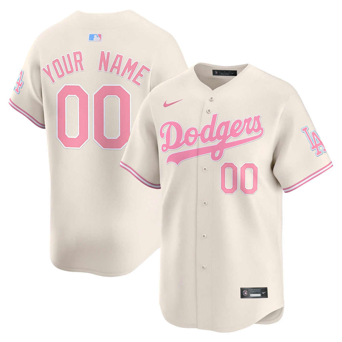 Custom Los Angeles Dodgers Bubblegum Jersey - Cream product image 1