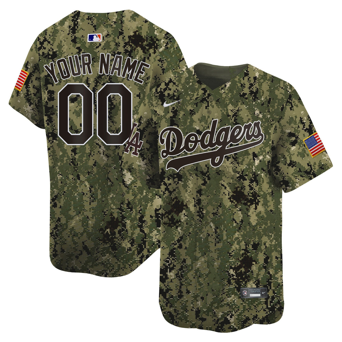 Custom Los Angeles Dodgers USMC Jersey - Woodland Camo product image 1