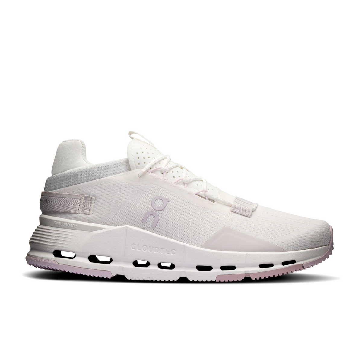 On Women Cloudnova 2 White/Orchid Lifestyle Sneakers product image 1, provided for visual reference and product detail review